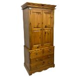 Solid stained pine double wardrobe