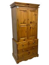 Solid stained pine double wardrobe