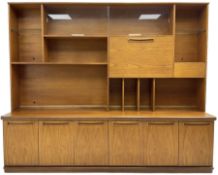 Mid-20th century teak bookcase wall unit (W201cm