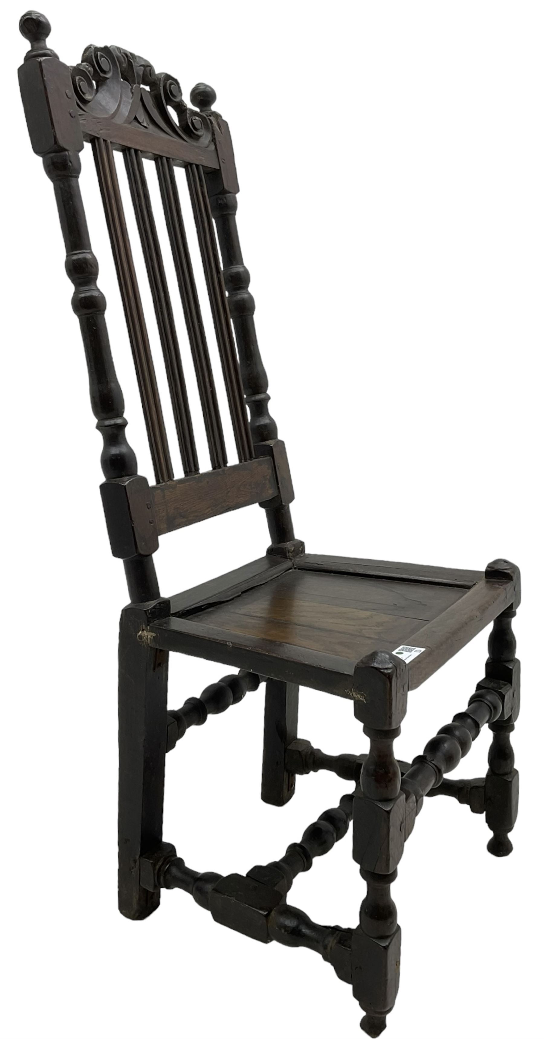 Jacobean oak hall chair - Image 3 of 5