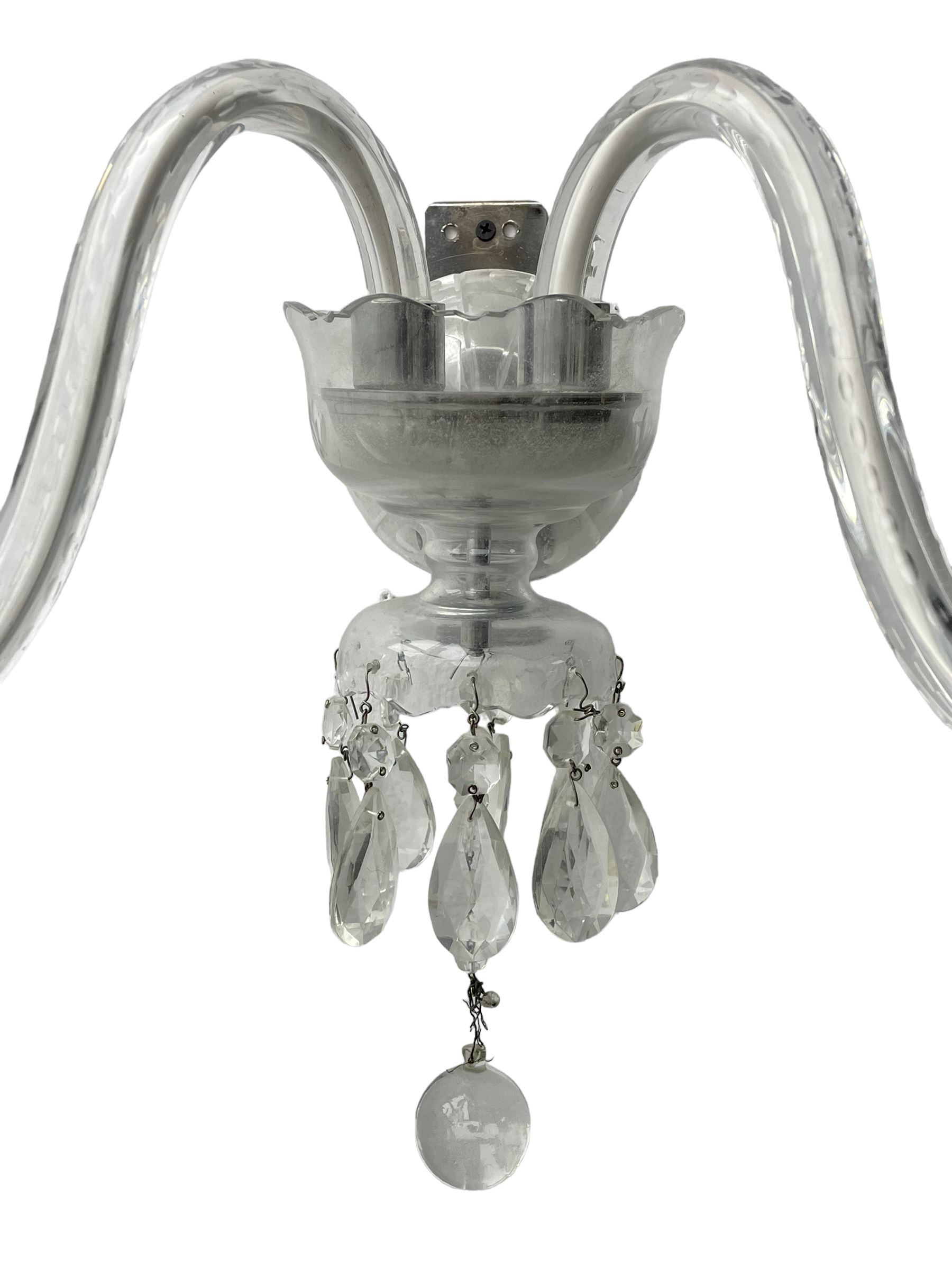 Pair of cut glass two branch wall sconce candelabras - Image 10 of 10