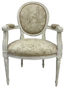 French style white painted armchair