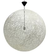 Large contemporary spun spherical light fitting with single branch