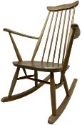 Ercol - 'Windsor' elm and beech stick back rocking chair