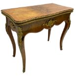 20th century French walnut and Kingwood card table