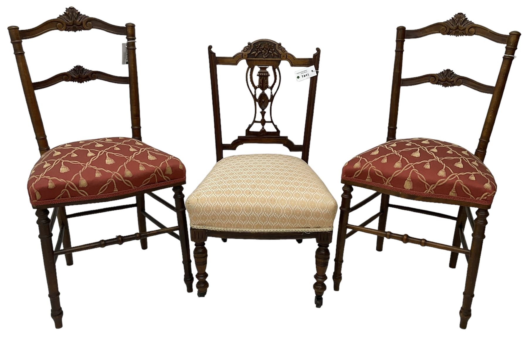 Pair of late 19th century walnut bedroom chairs - Image 2 of 4