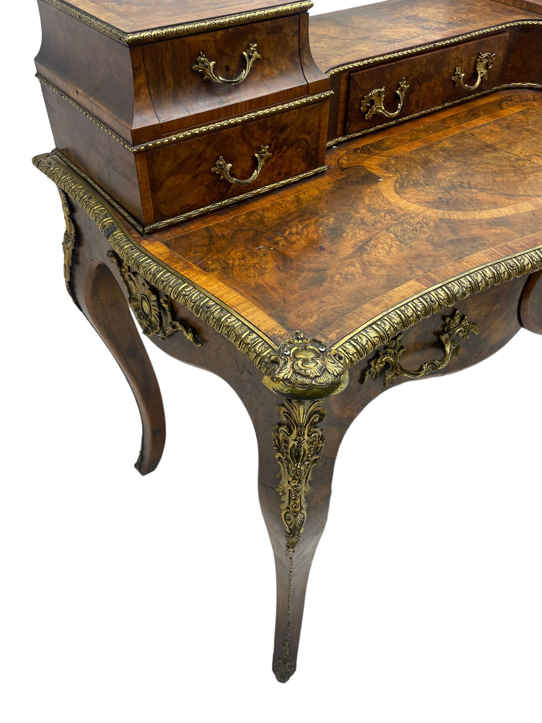 Late 19th to early 20th century French figured walnut writing desk - Image 4 of 13