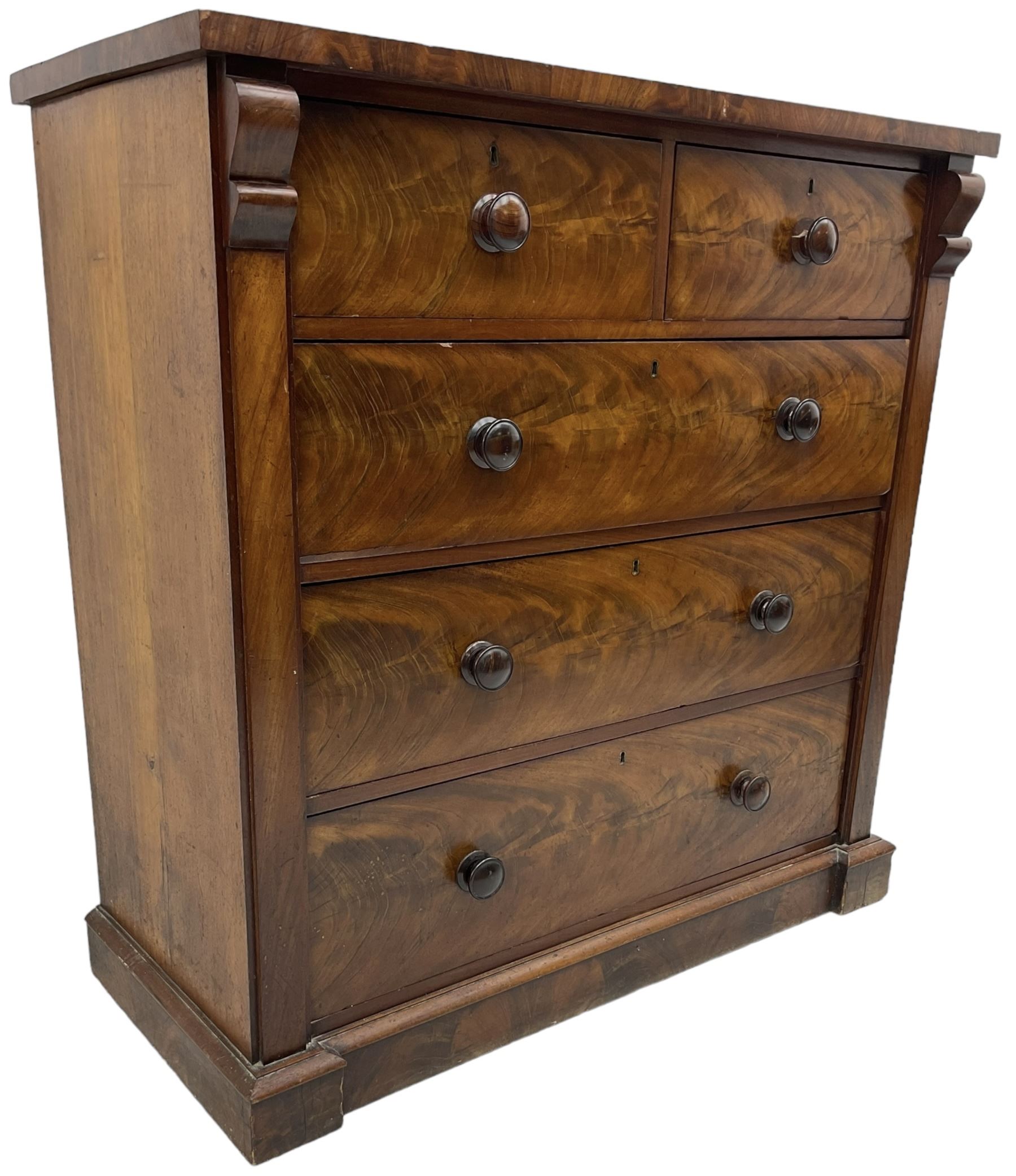 Victorian figured mahogany straight-front chest - Image 7 of 8
