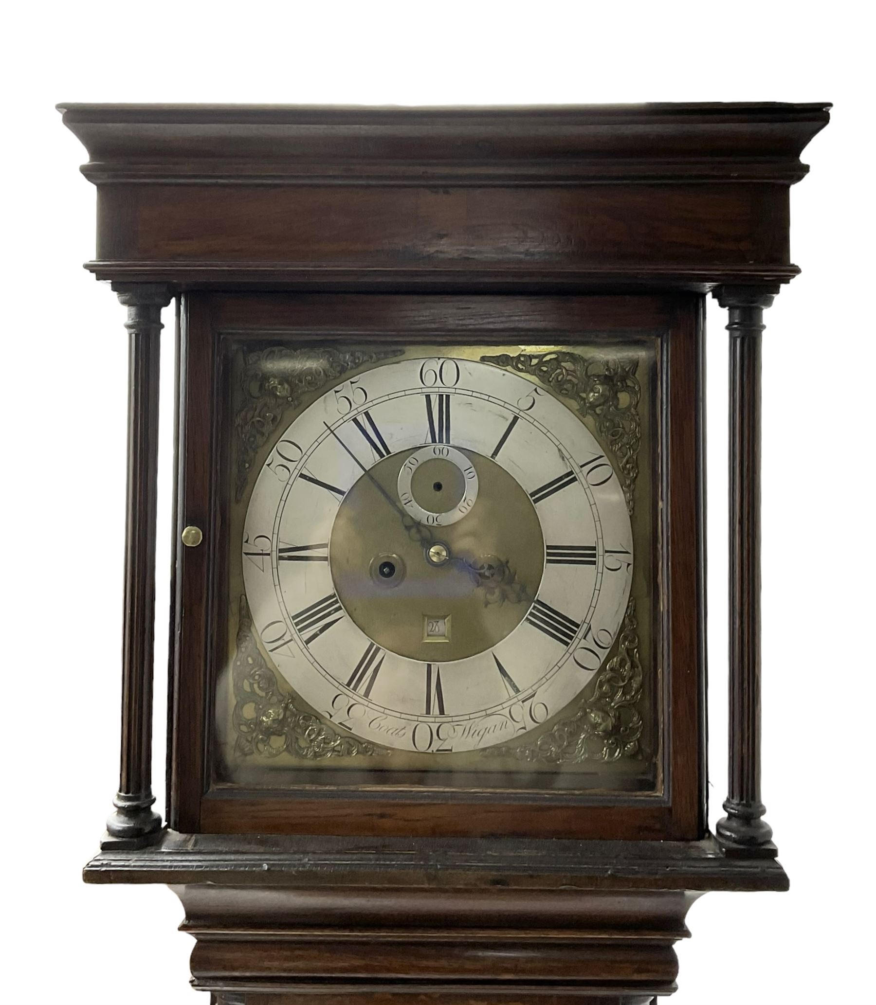 Archibald Coates of Wigan - Eight-day 18th century oak longcase clock with a flat top and blind fri - Bild 4 aus 7