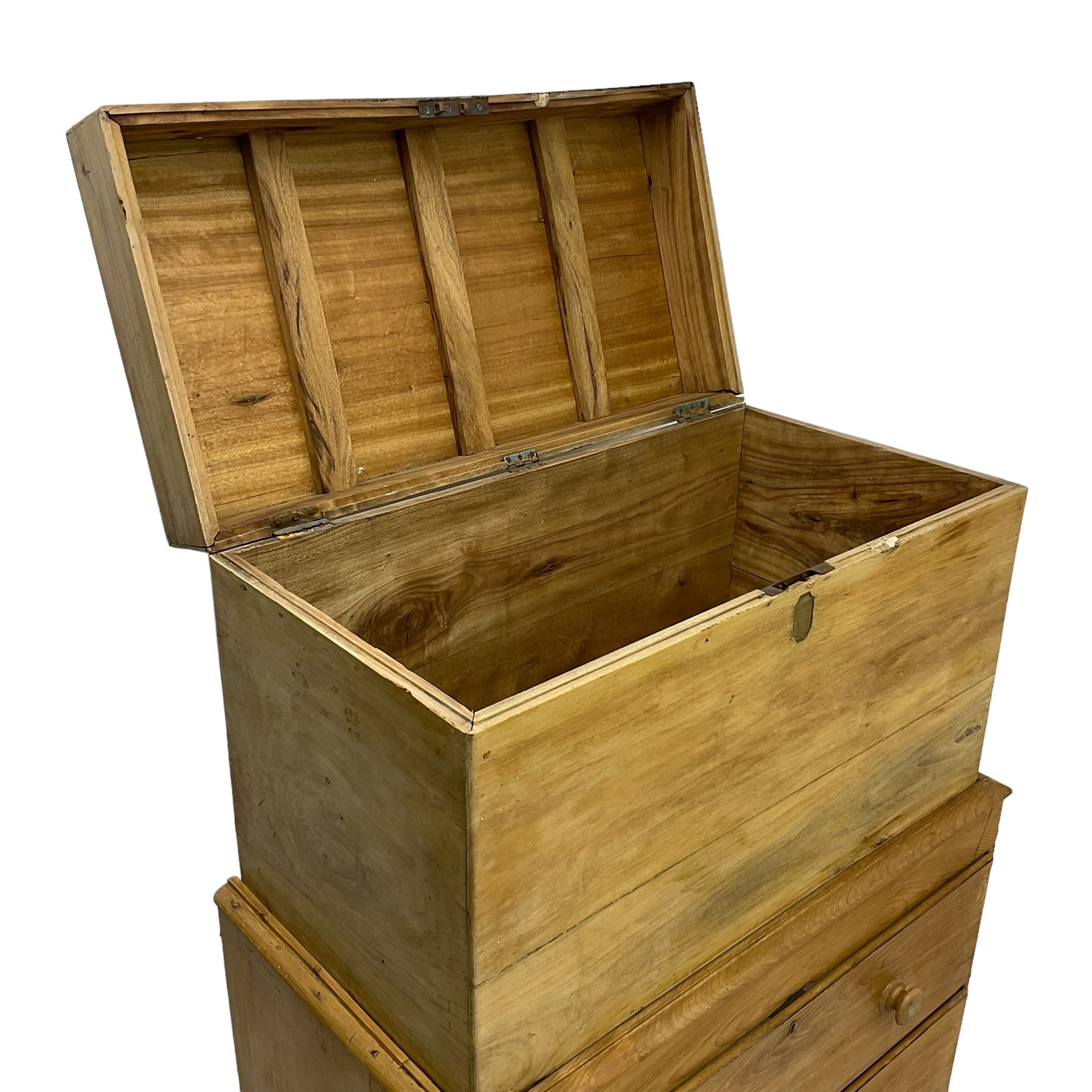 19th century camphor wood and pine chest on chest - Image 5 of 8