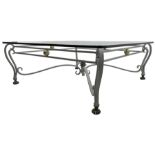 Wrought metal and glass top coffee table