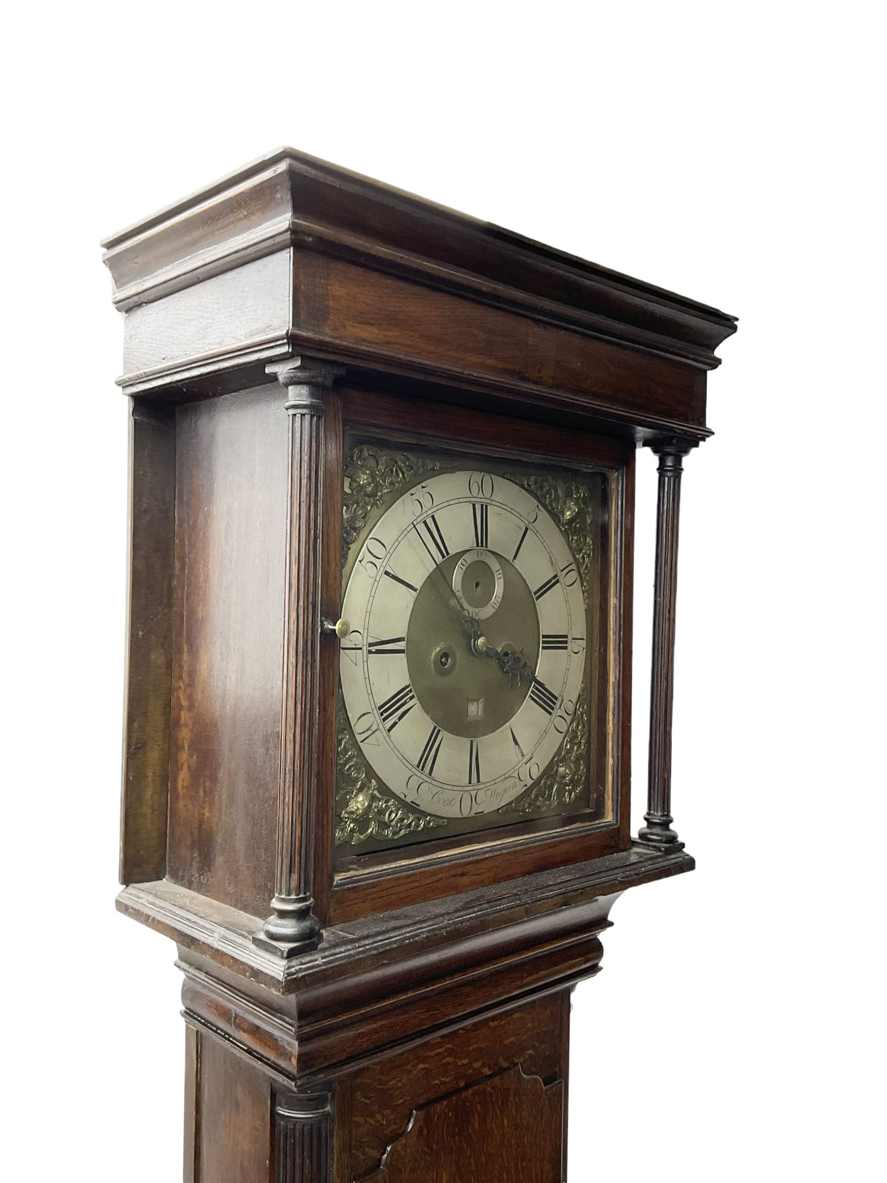 Archibald Coates of Wigan - Eight-day 18th century oak longcase clock with a flat top and blind fri - Bild 5 aus 7