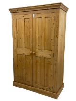 Traditional pine double wardrobe