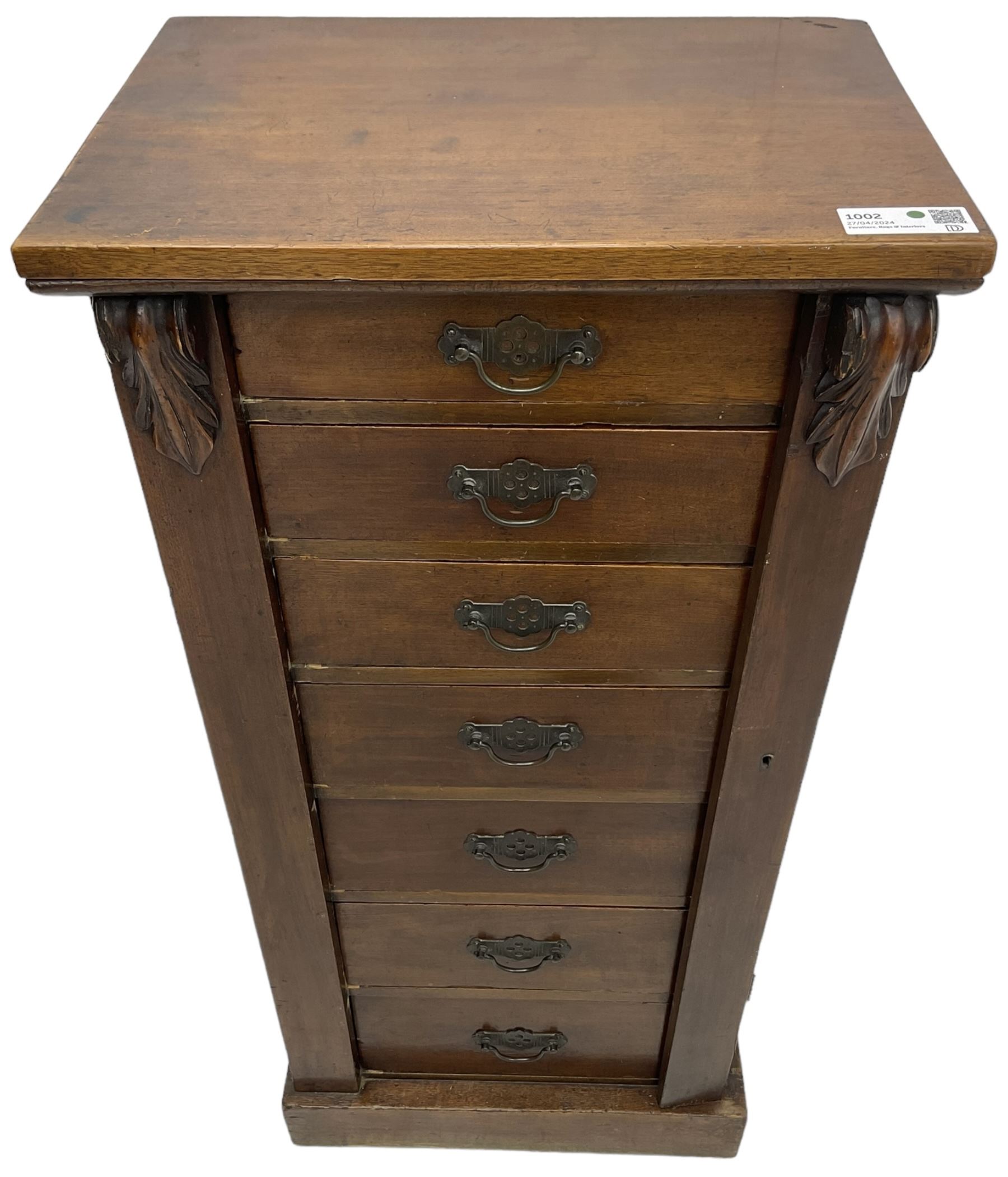 Late Victorian walnut Wellington chest - Image 4 of 6