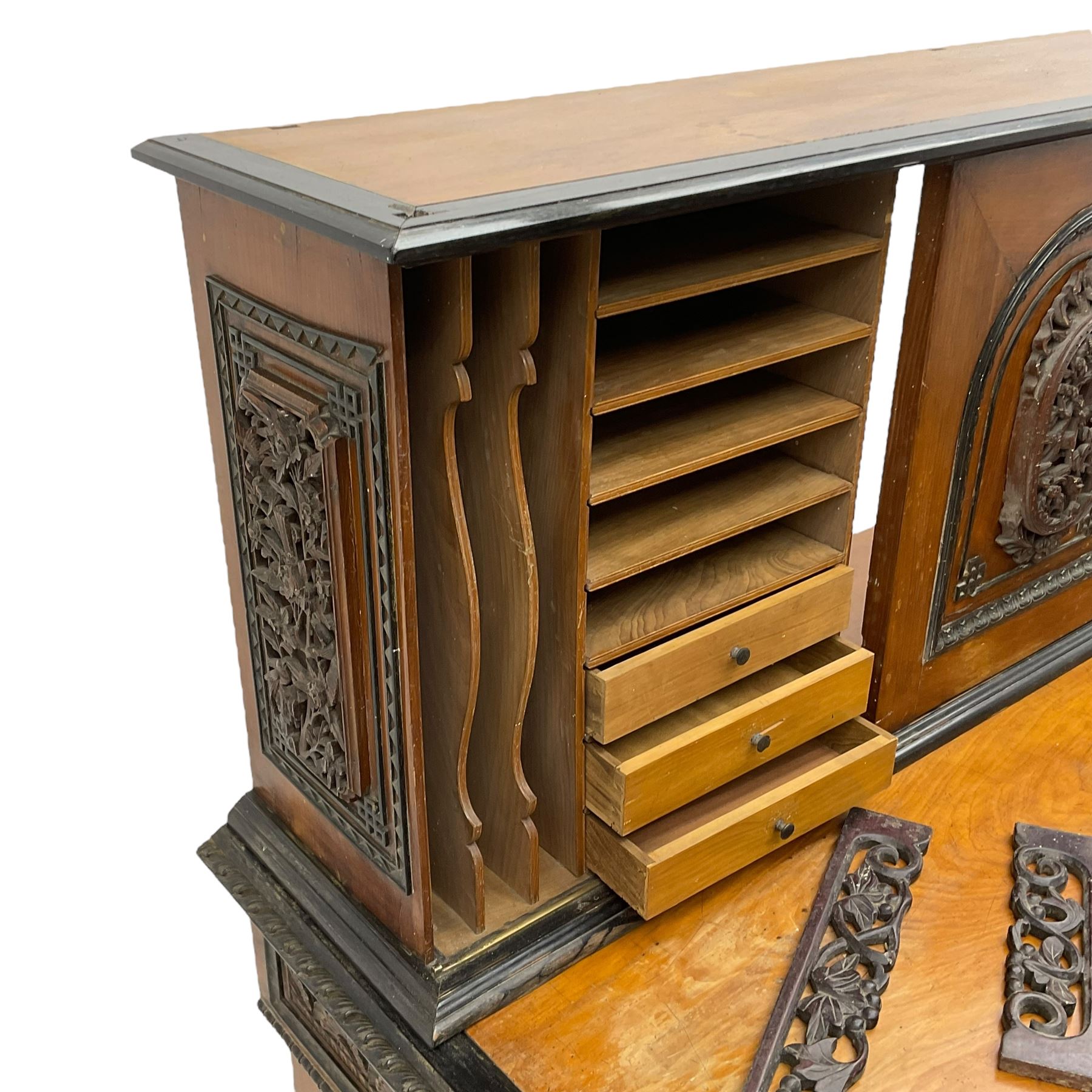 19th century Anglo-Indian teak/camphor twin pedestal desk - Image 5 of 18
