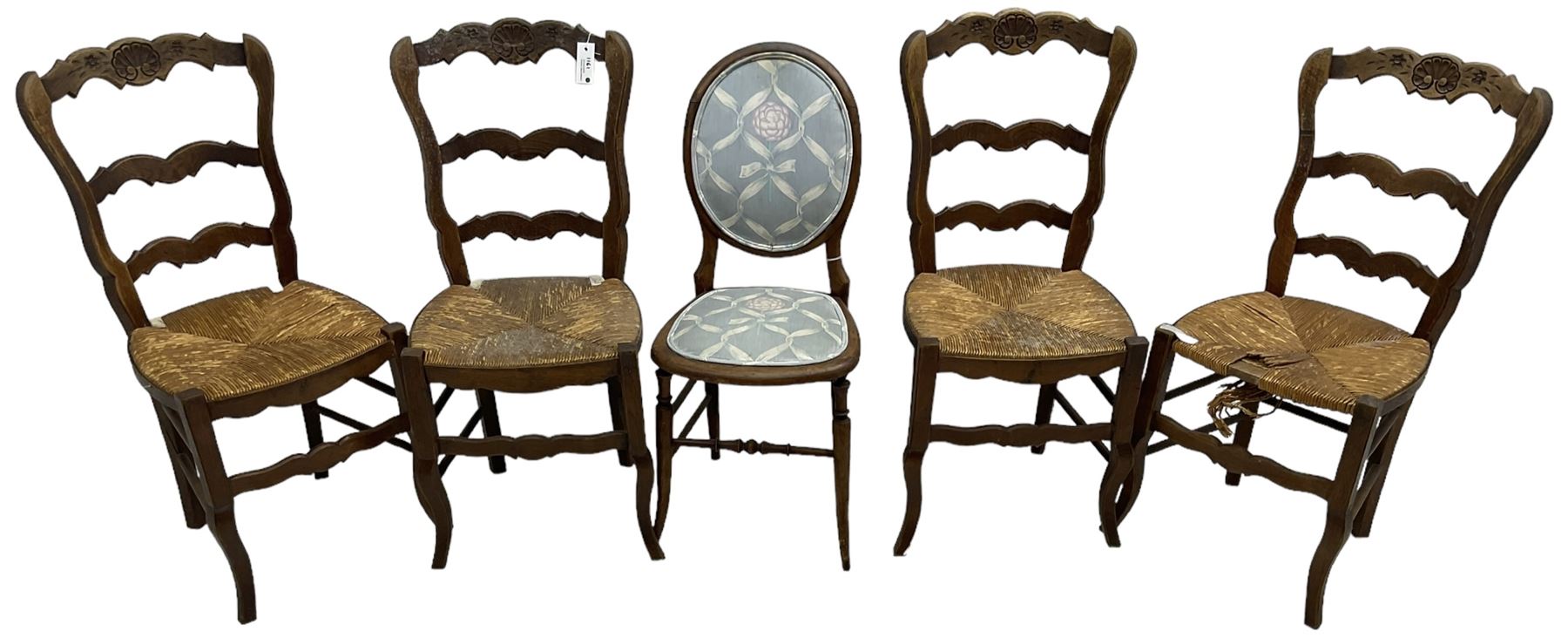 Set of four French hardwood dining chairs - Image 2 of 4
