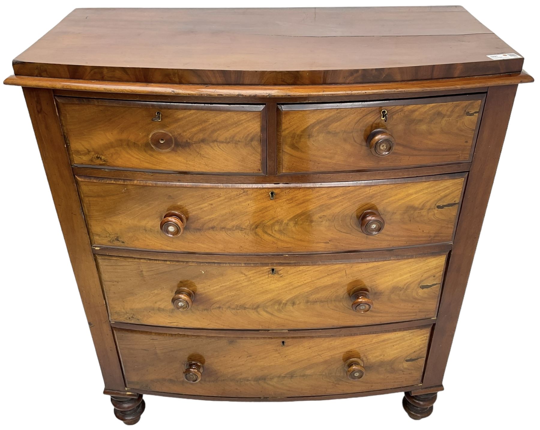 Victorian mahogany bow-front chest - Image 8 of 8