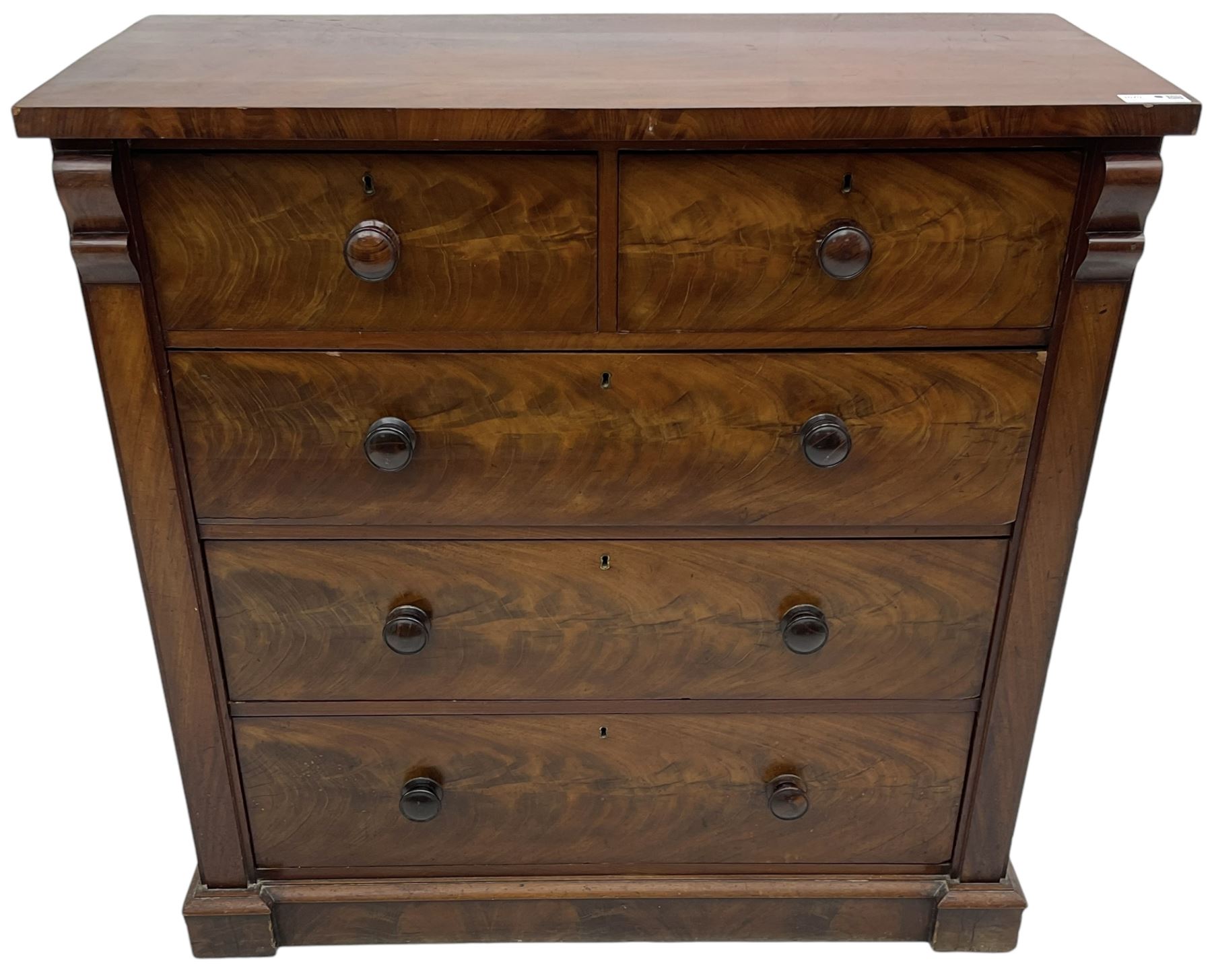 Victorian figured mahogany straight-front chest - Image 2 of 8