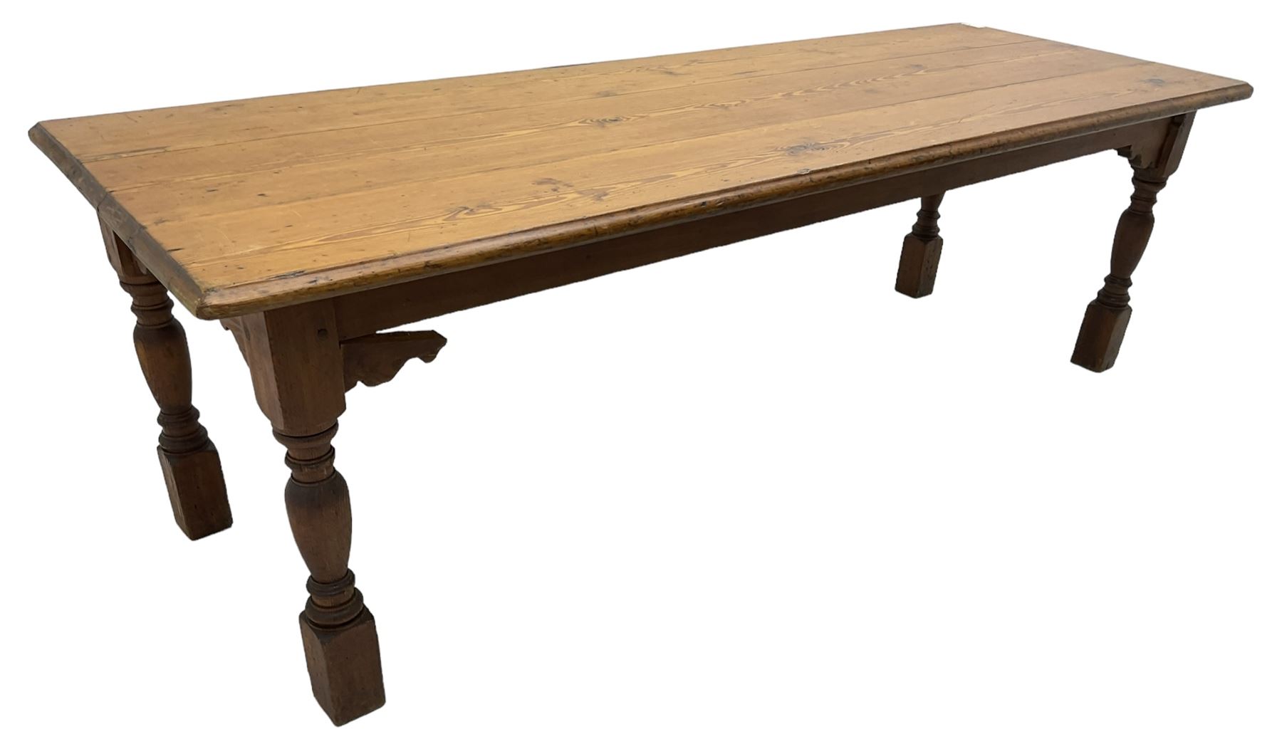 Large Victorian pitch pine farmhouse table - Image 2 of 6