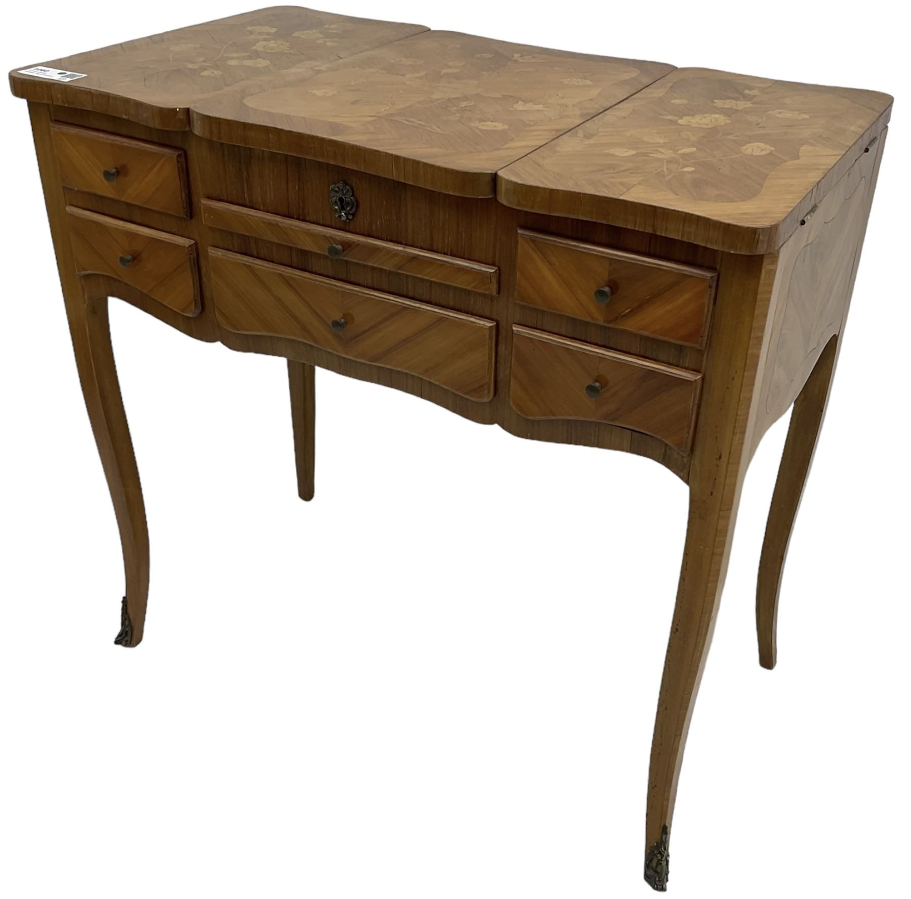 French inlaid walnut dressing table - Image 6 of 7