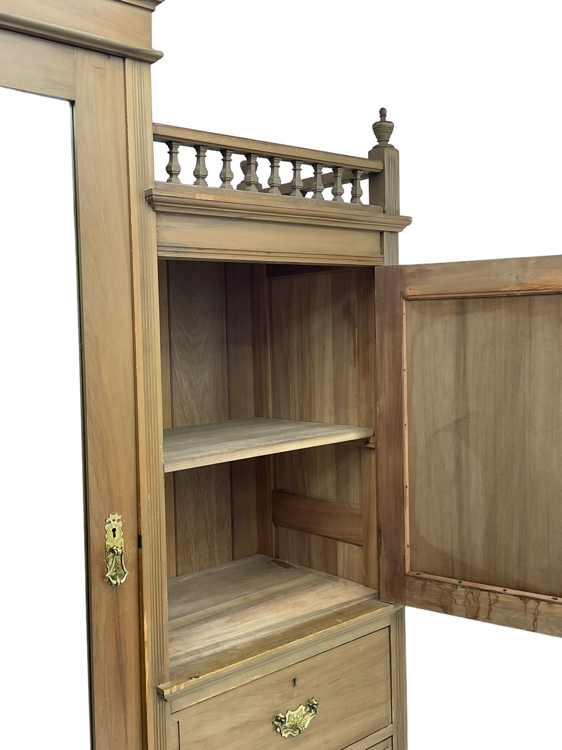 Late Victorian satin walnut compendium wardrobe - Image 8 of 11