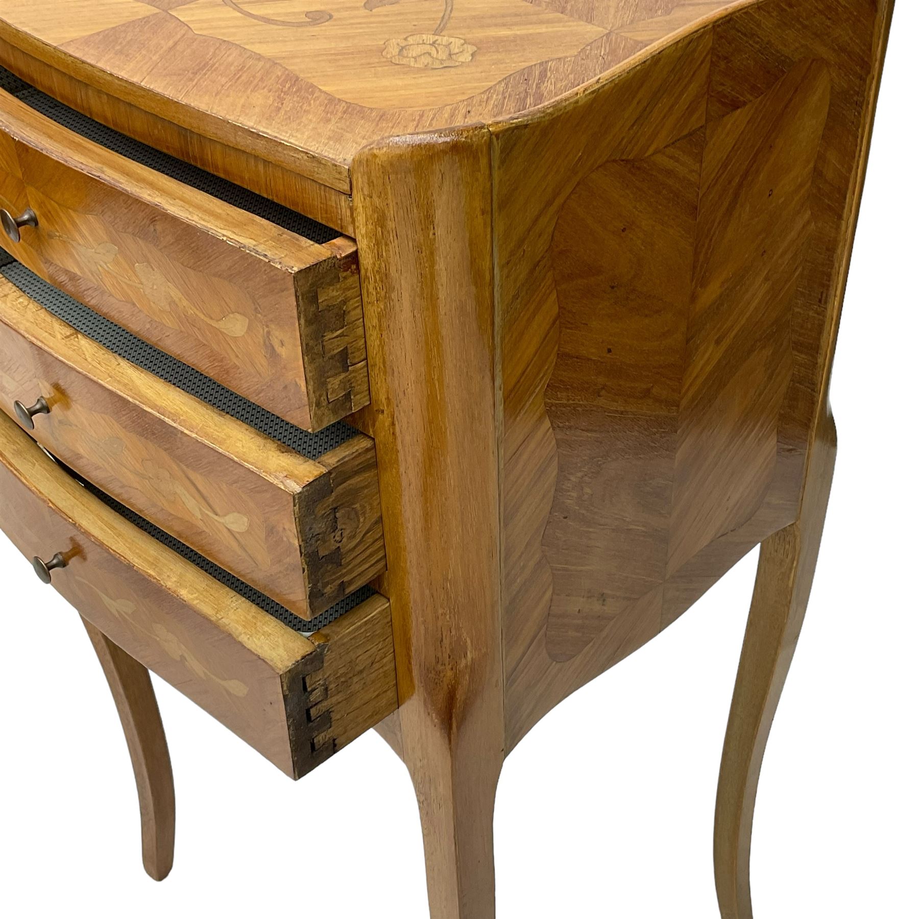 Pair of French inlaid walnut bedside cabinets - Image 3 of 5