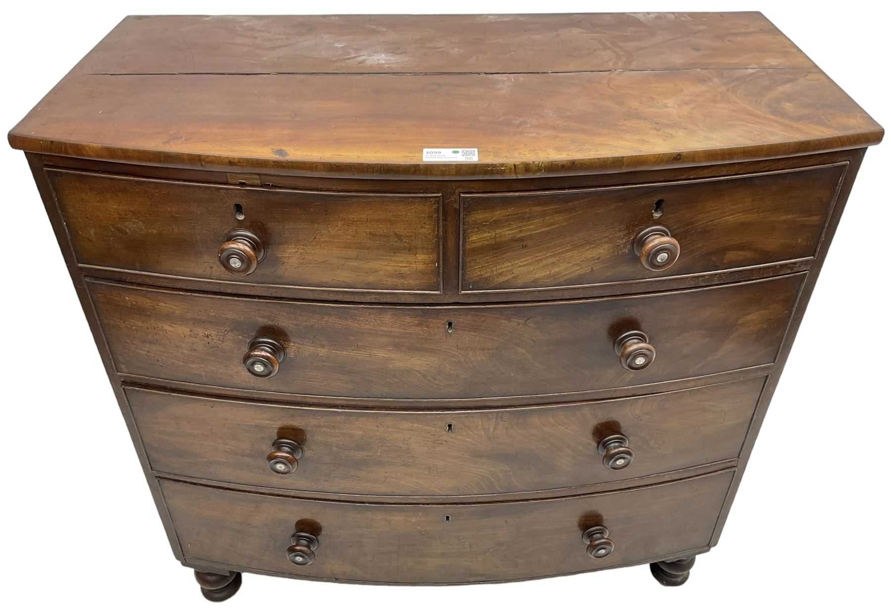 Victorian mahogany bow-front chest - Image 2 of 7