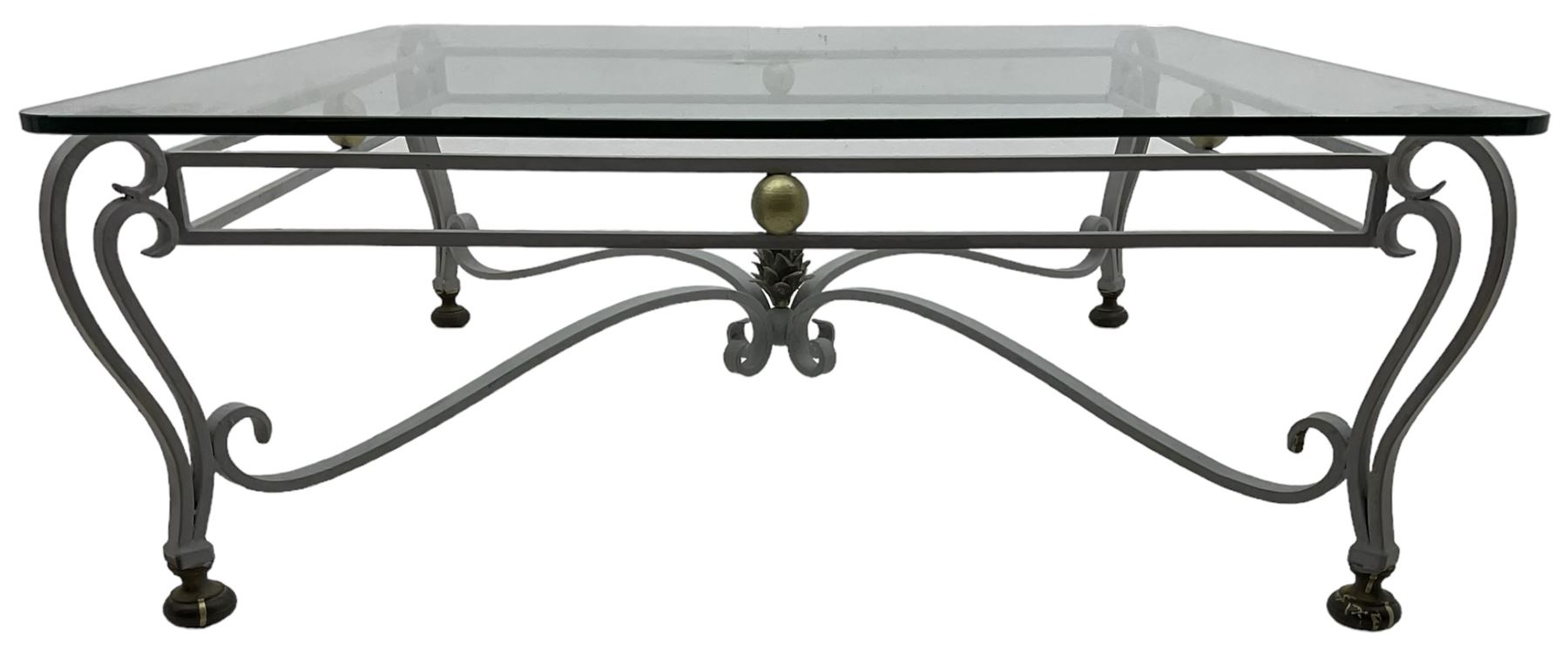 Wrought metal and glass top coffee table - Image 5 of 6
