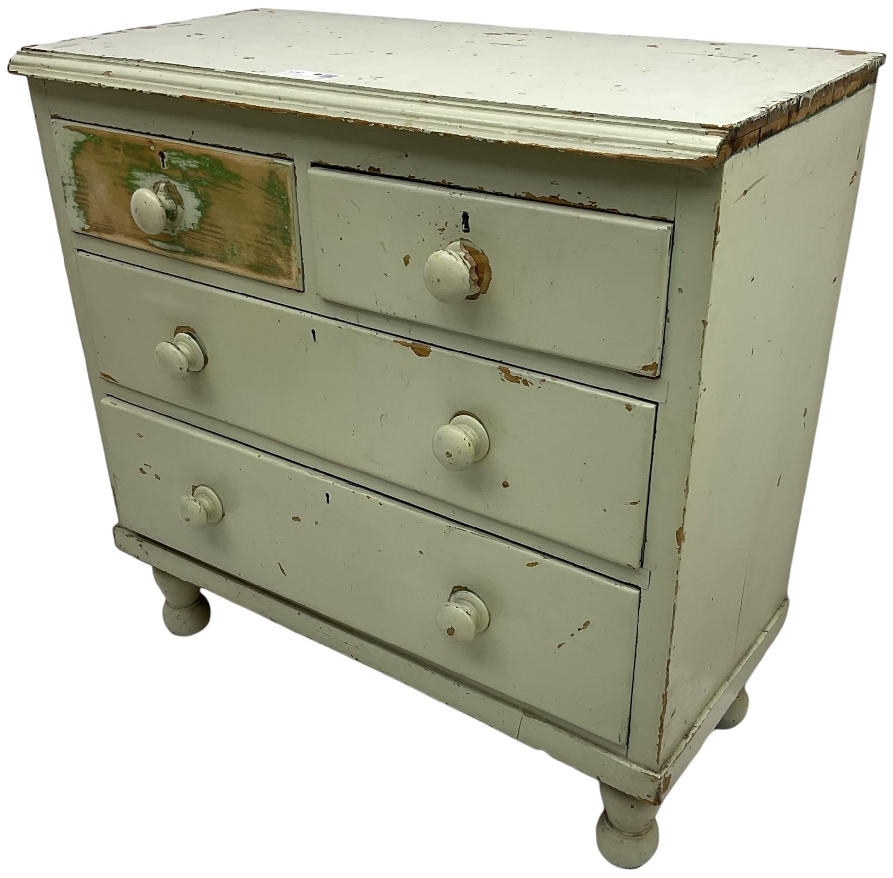 Victorian painted pine chest - Image 4 of 6