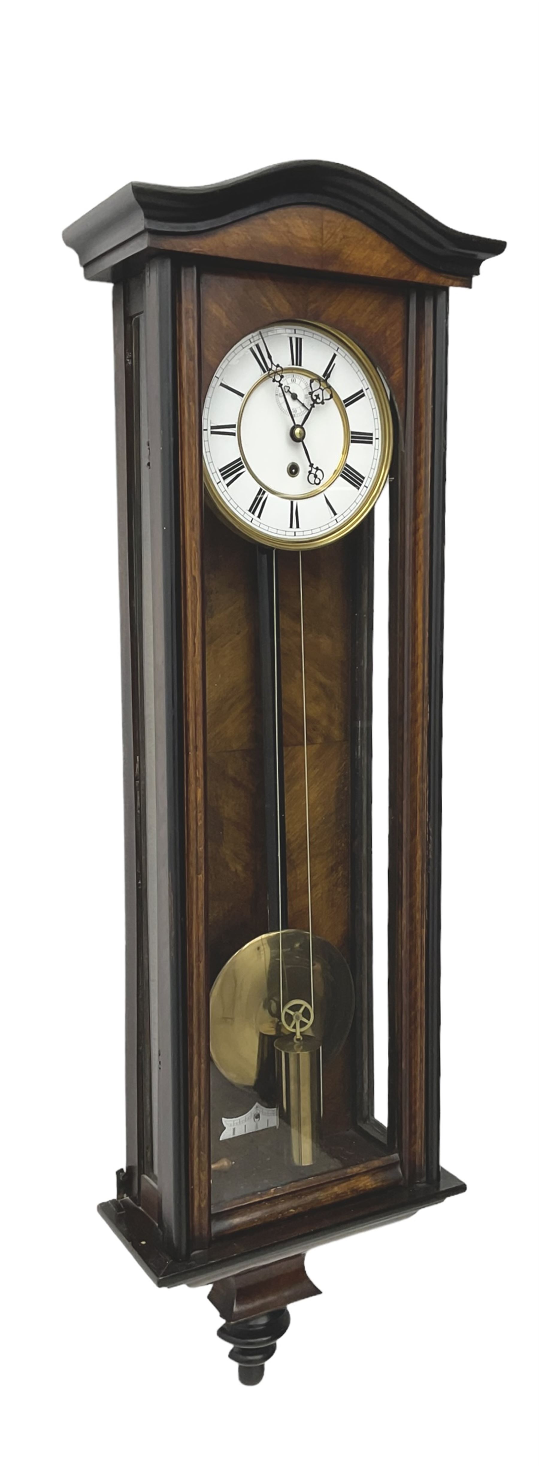 German - fine mid 19th century 8-day walnut and ebonised single train weight driven wall clock - Image 2 of 4