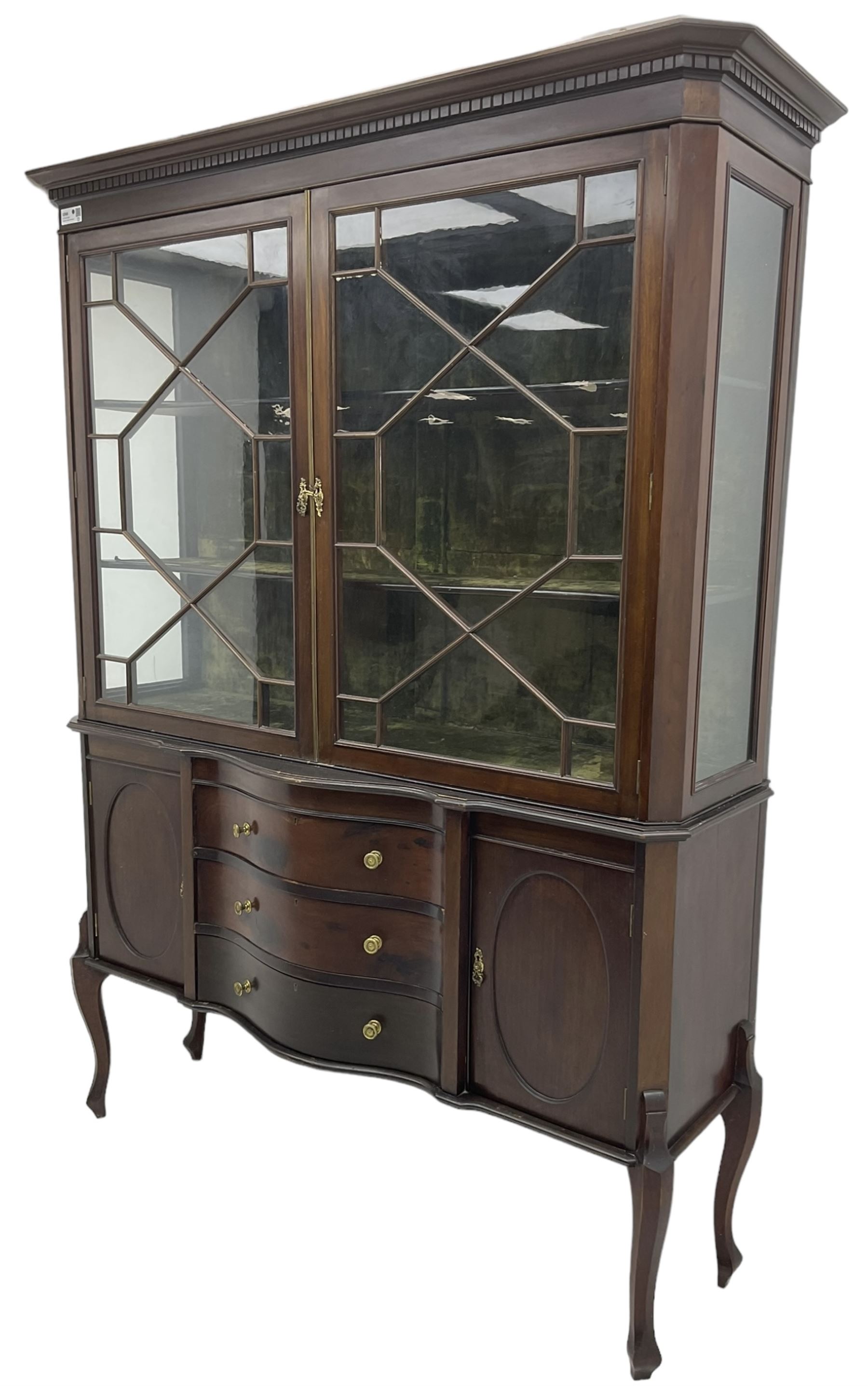Late 19th century mahogany display cabinet on stand - Image 3 of 7