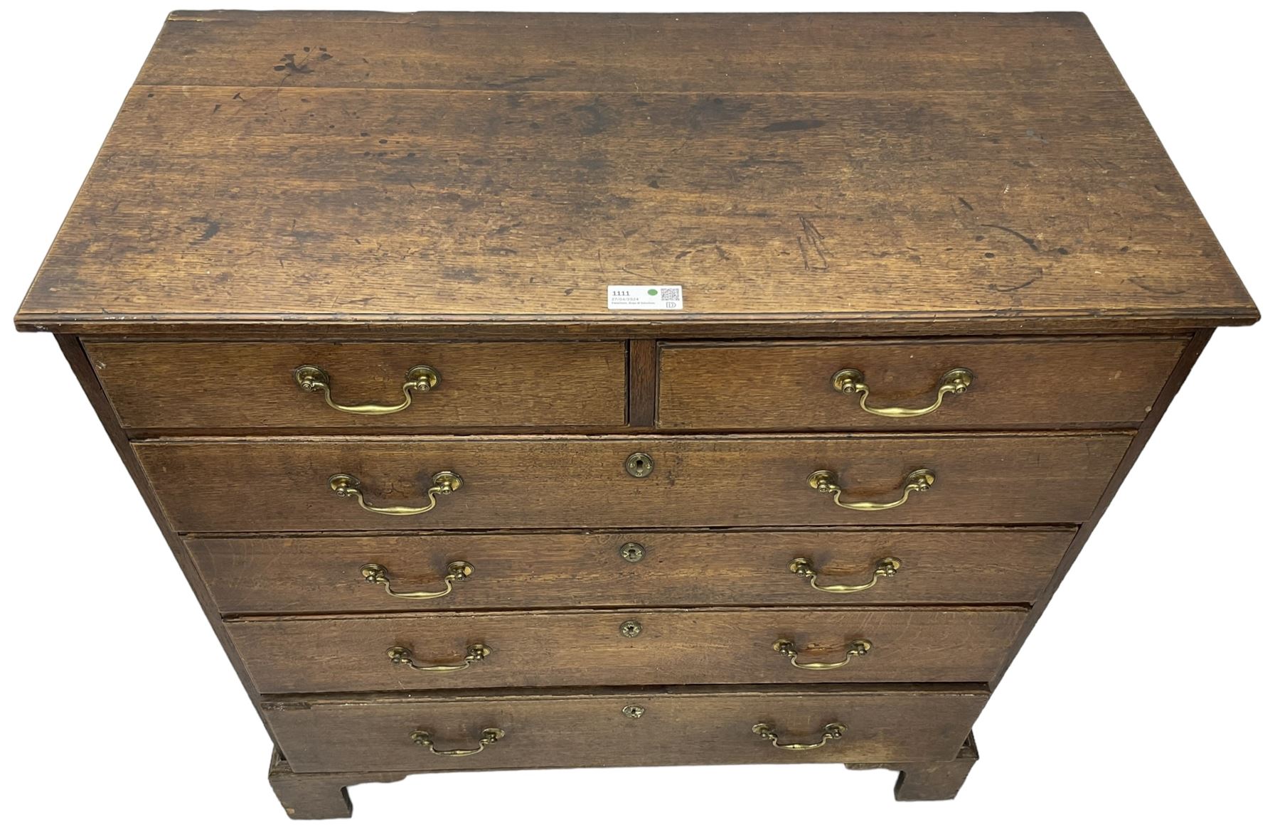 George III oak chest - Image 4 of 7