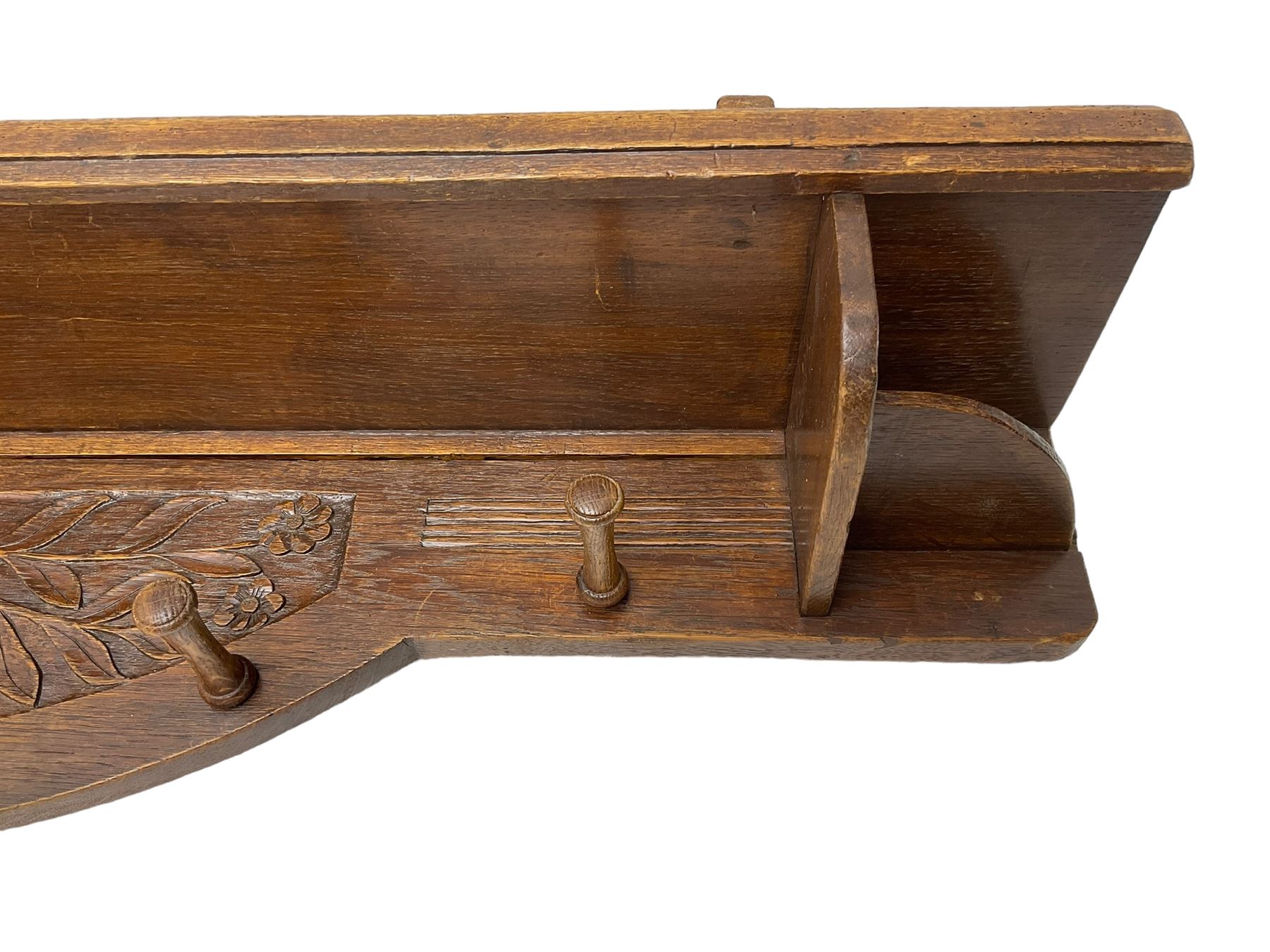 20th century oak wall hanging coat rack - Image 5 of 5