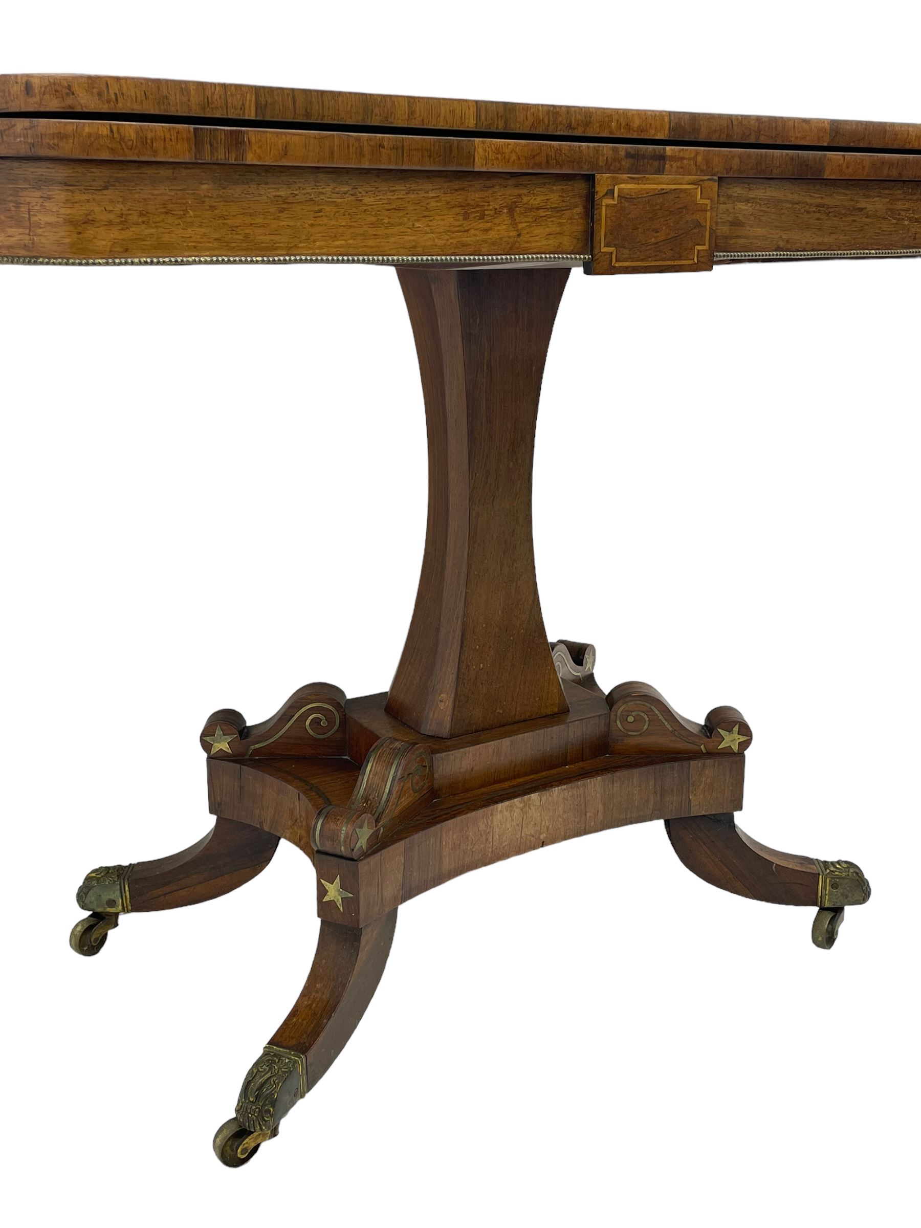 Regency rosewood and brass inlaid card table - Image 5 of 15