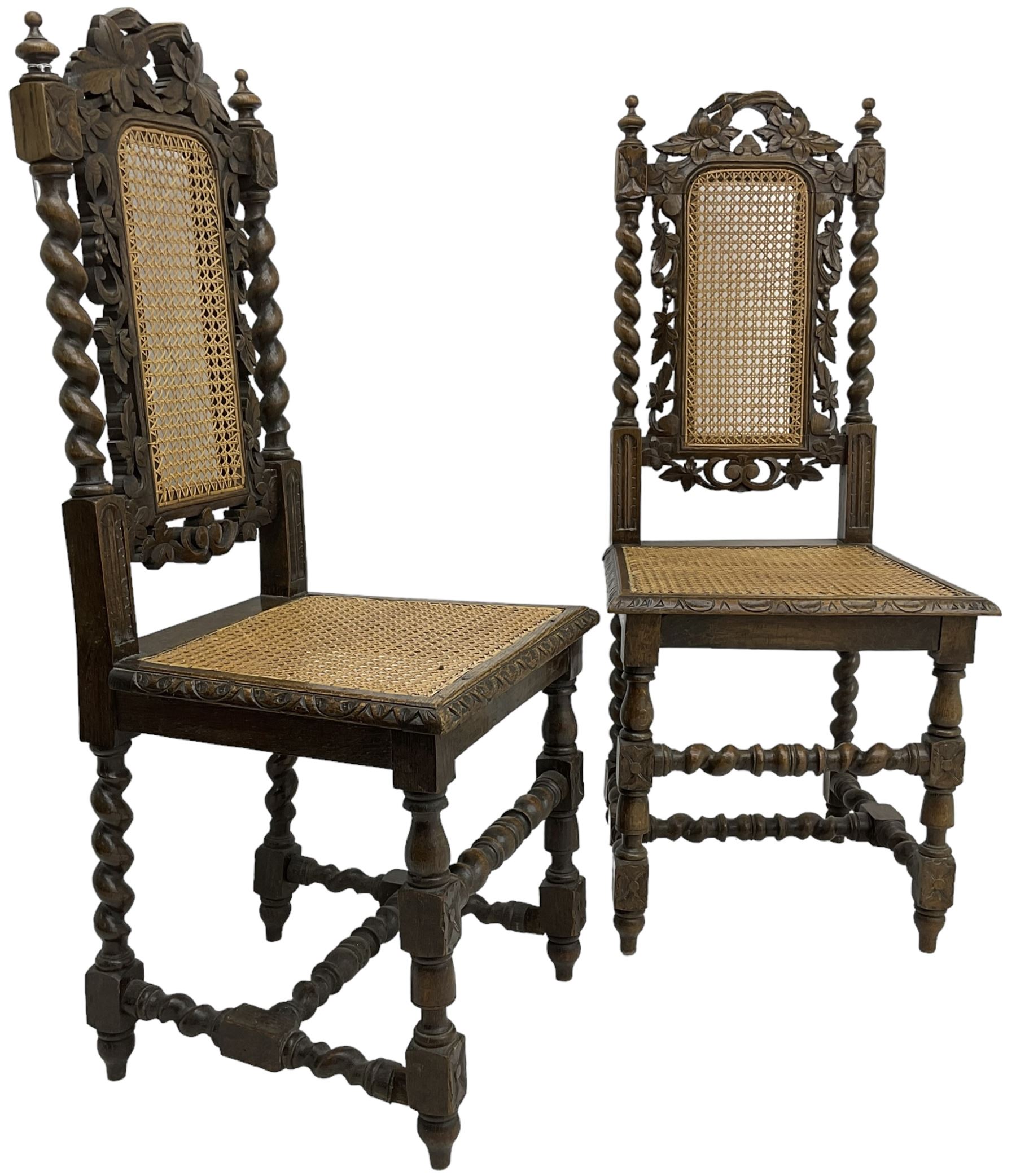Pair of Victorian Gothic Revival carved oak chairs - Image 2 of 5