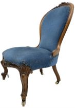 Victorian walnut spoon back nursing chair