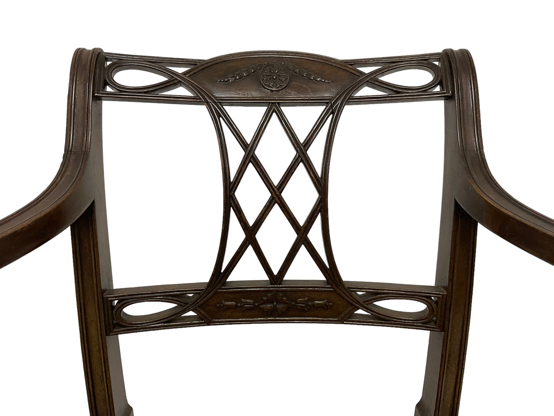 Pair Hepplewhite design open elbow chairs - Image 5 of 6