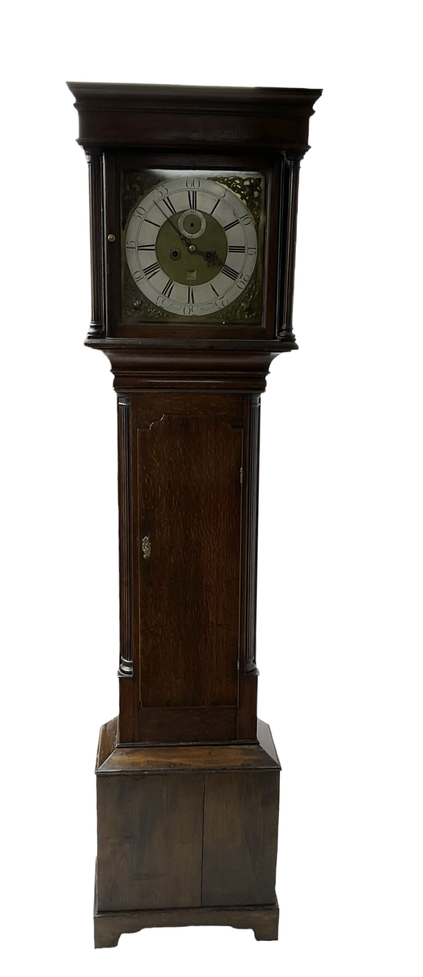 Archibald Coates of Wigan - Eight-day 18th century oak longcase clock with a flat top and blind fri