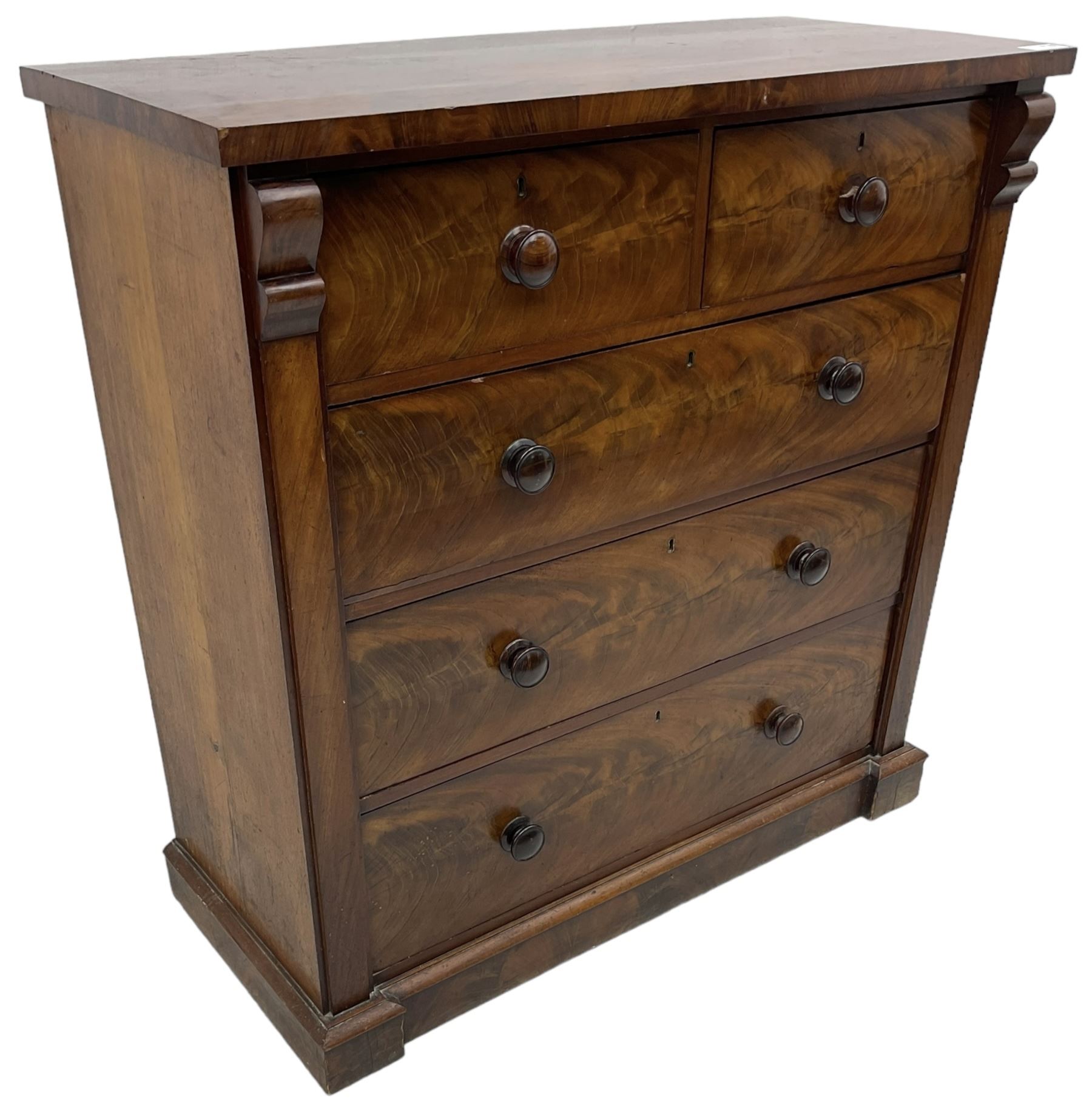 Victorian figured mahogany straight-front chest - Image 8 of 8