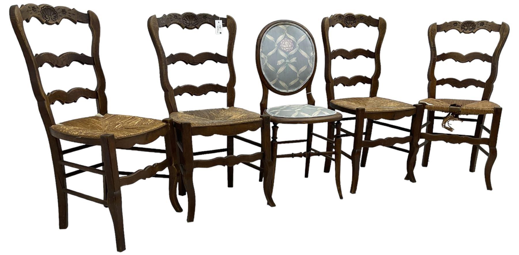 Set of four French hardwood dining chairs - Image 3 of 4