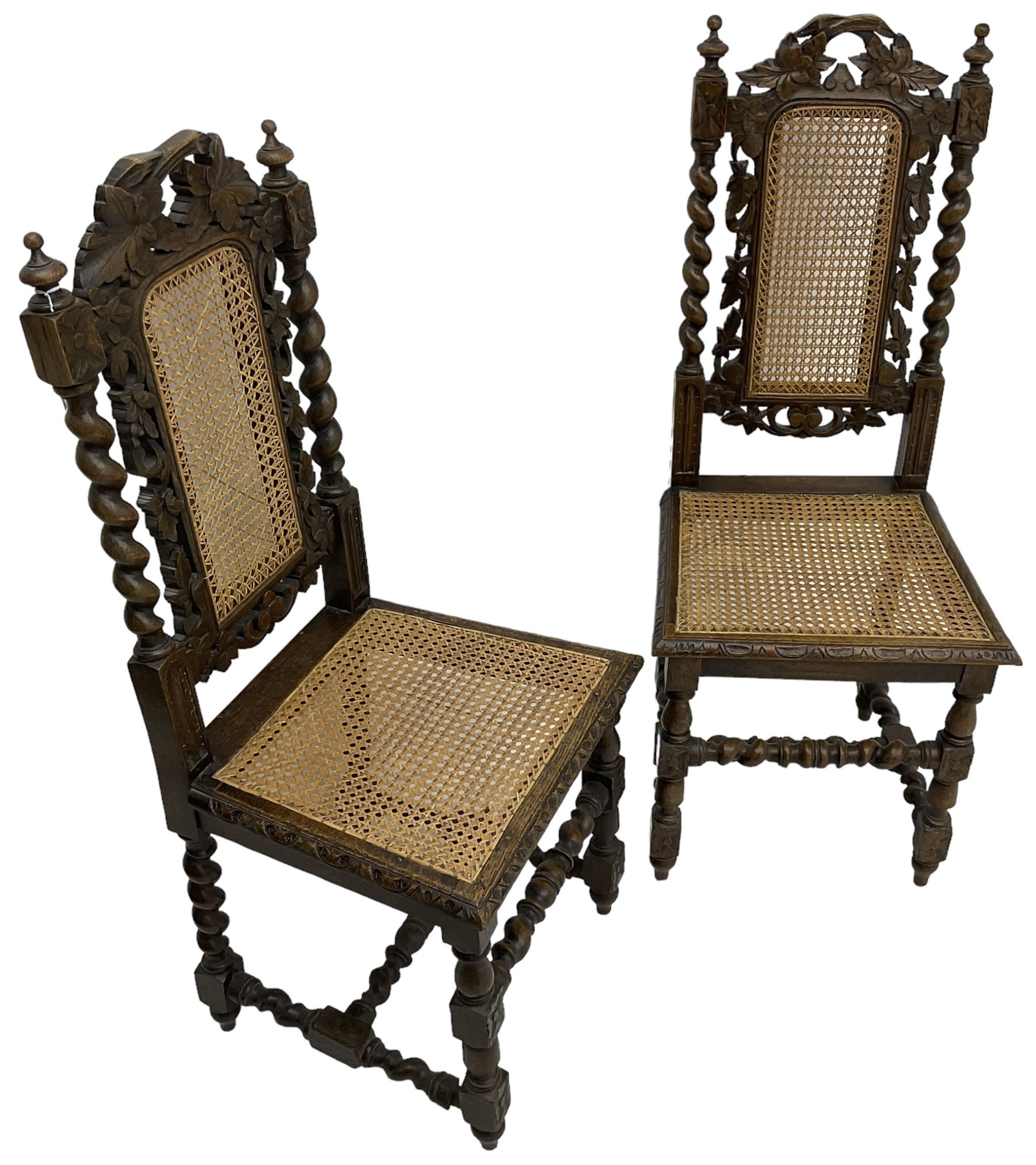 Pair of Victorian Gothic Revival carved oak chairs - Image 5 of 5