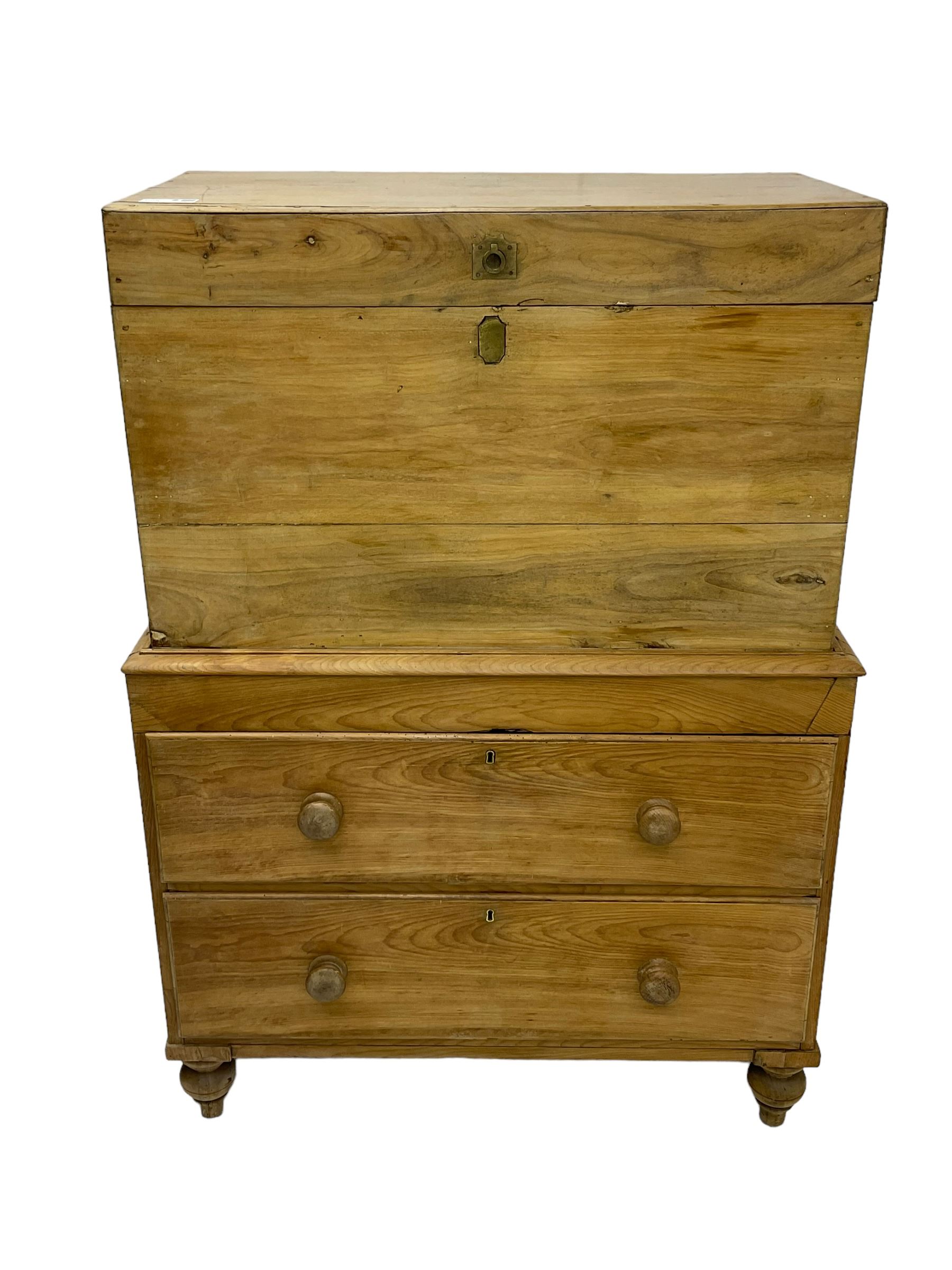19th century camphor wood and pine chest on chest - Image 4 of 8