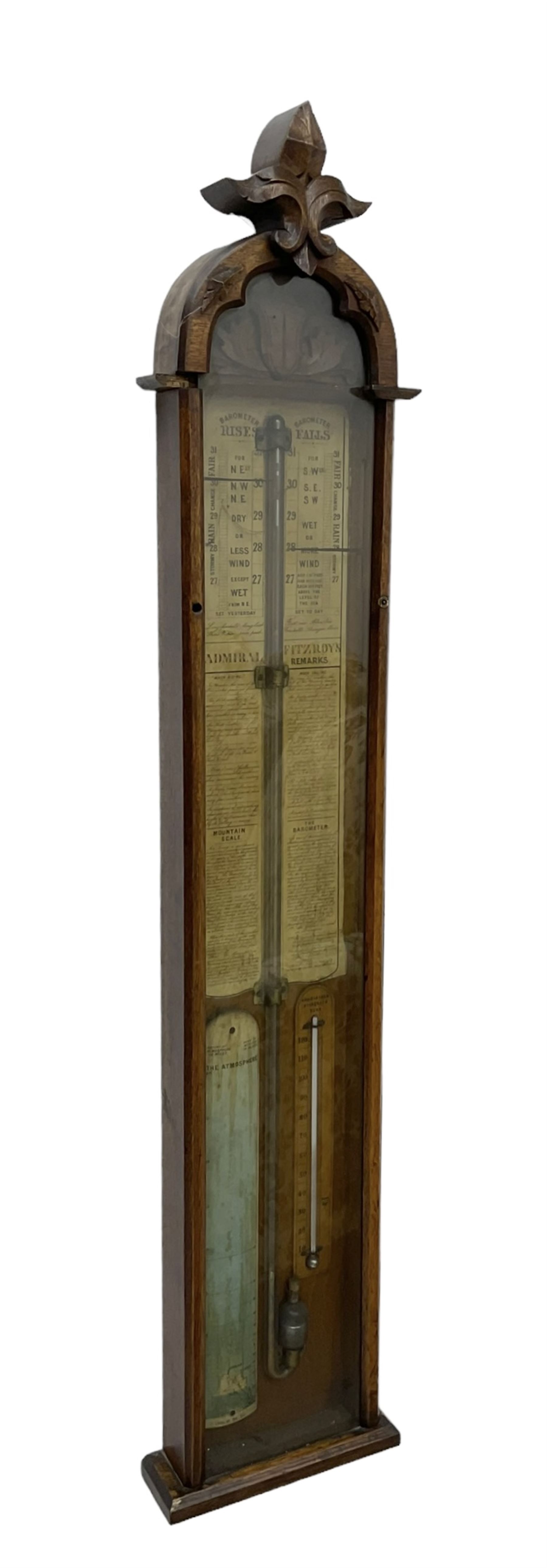 Admiral Fitzroy mercury barometer - in a late 19th century fully glazed oak case c1870 - Image 2 of 5