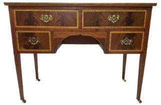 Georgian design inlaid mahogany kneehole desk or side table
