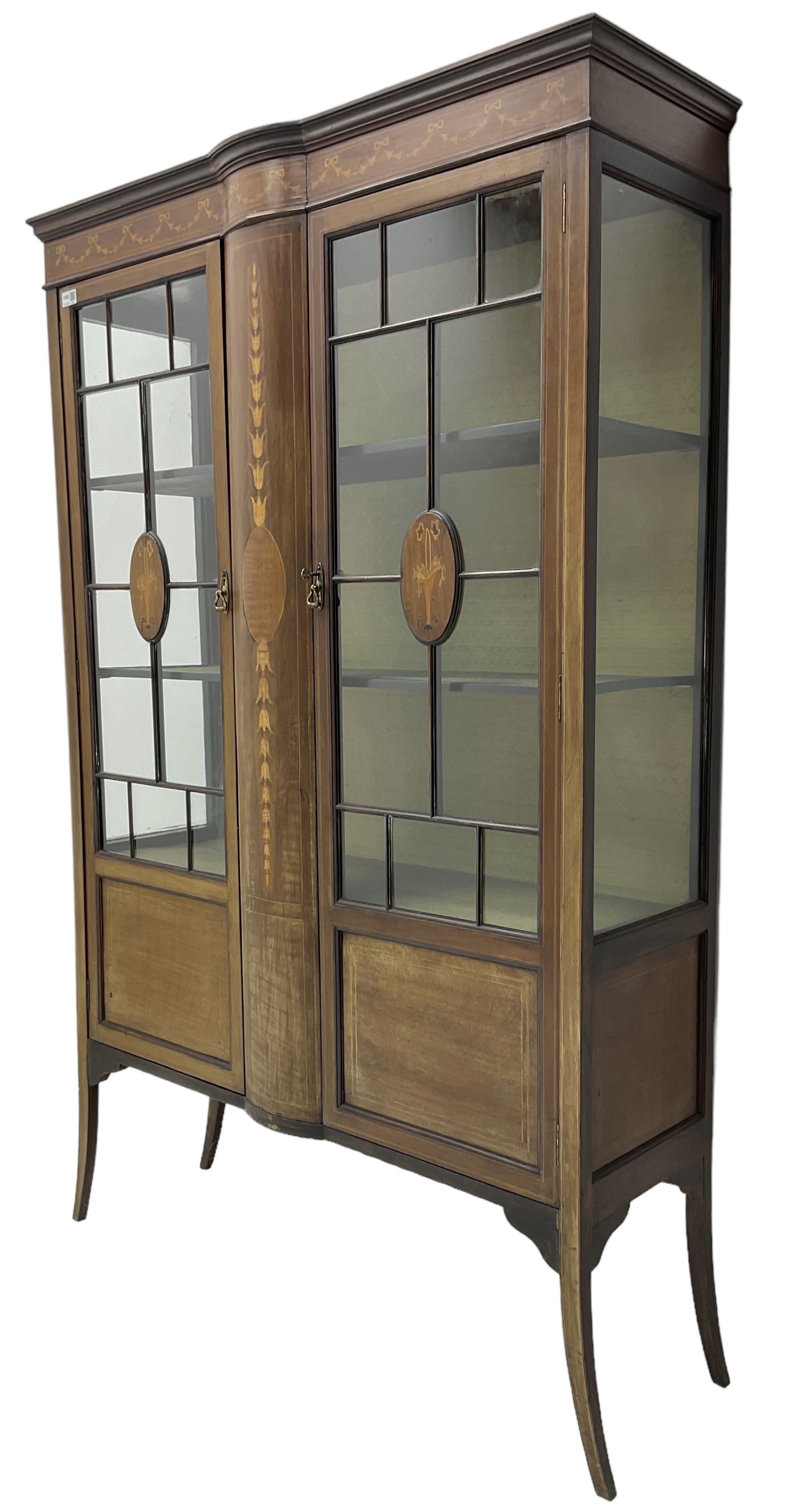 Edwardian inlaid mahogany display cabinet - Image 8 of 9