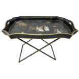 19th century design Chinoiserie style lacquered tray