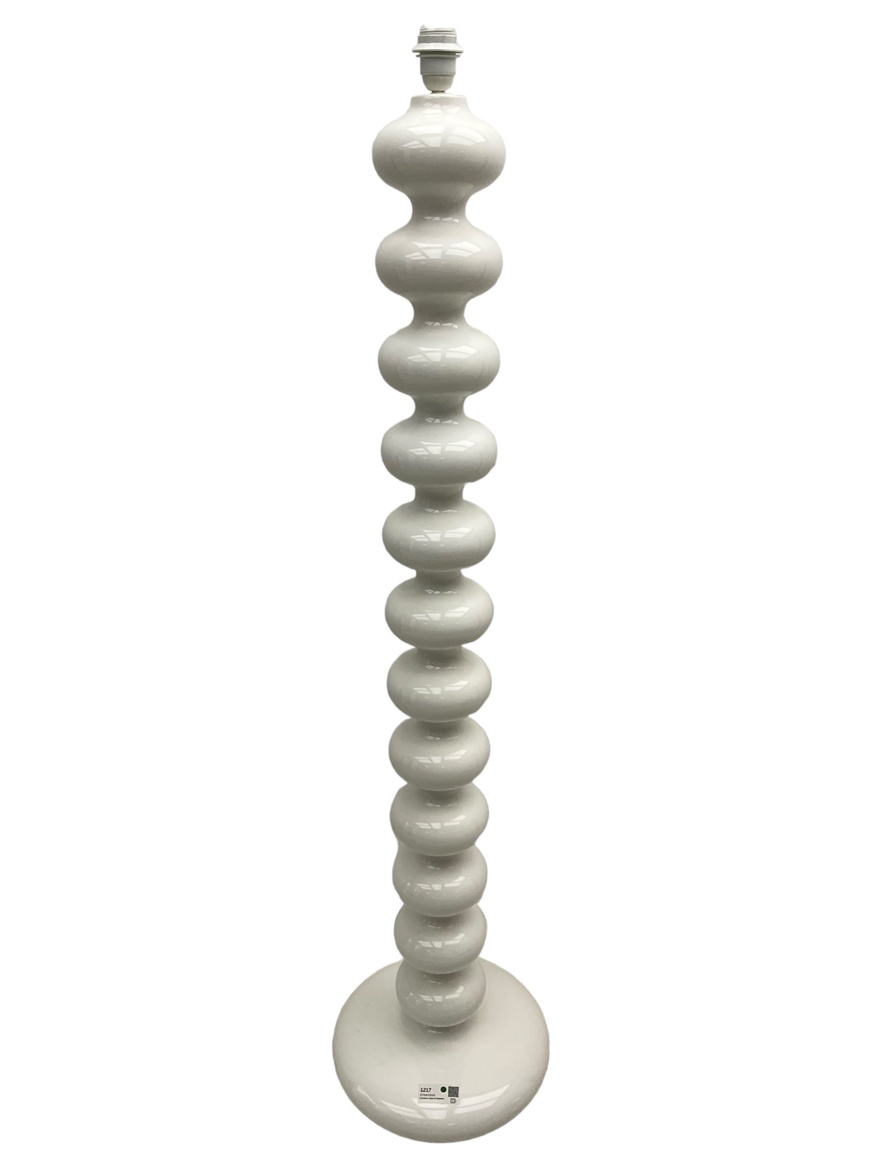 Italian white acrylic bobbin standard lamp - Image 5 of 8
