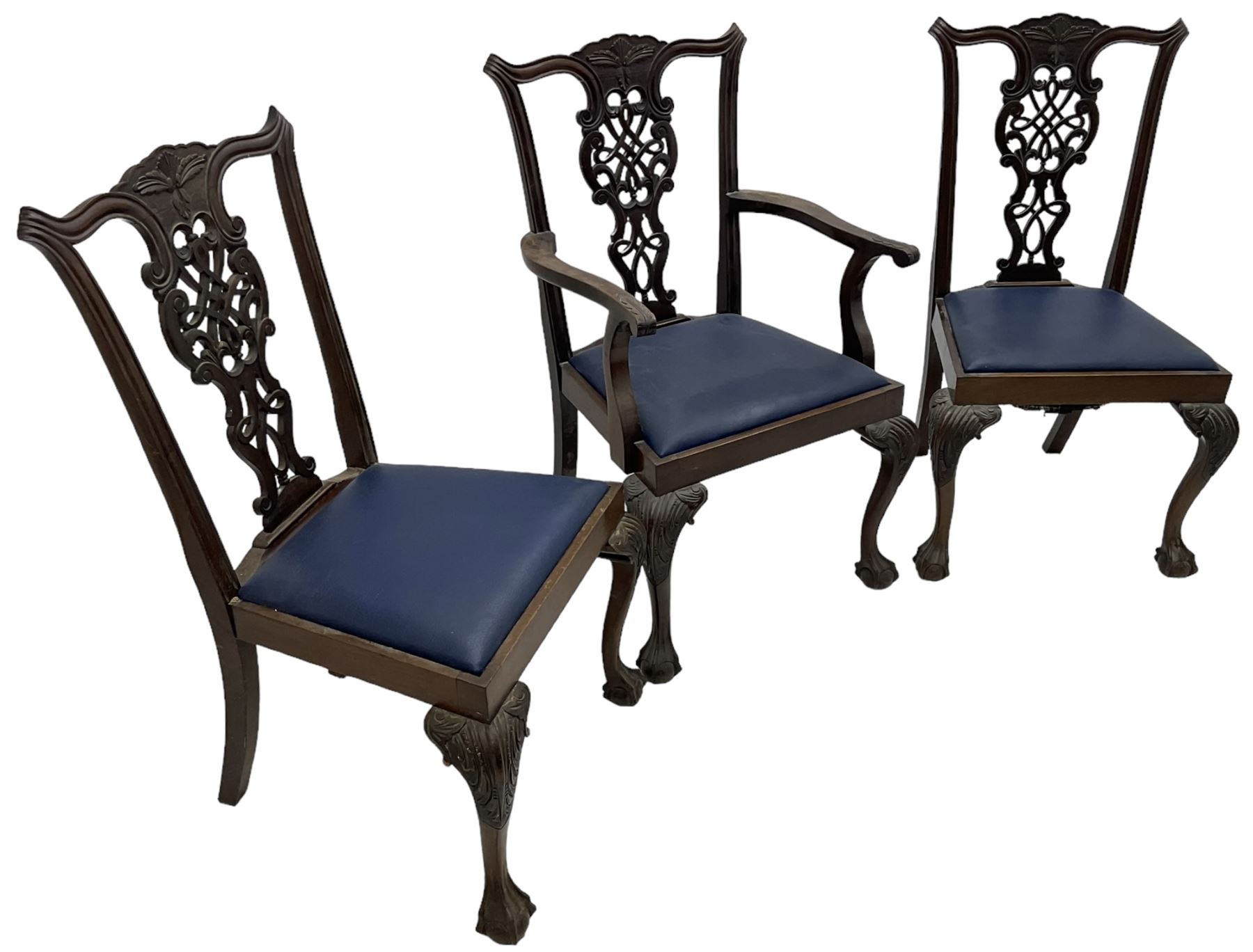 Set of six (5+1) Chippendale design mahogany dining chairs - Image 2 of 8