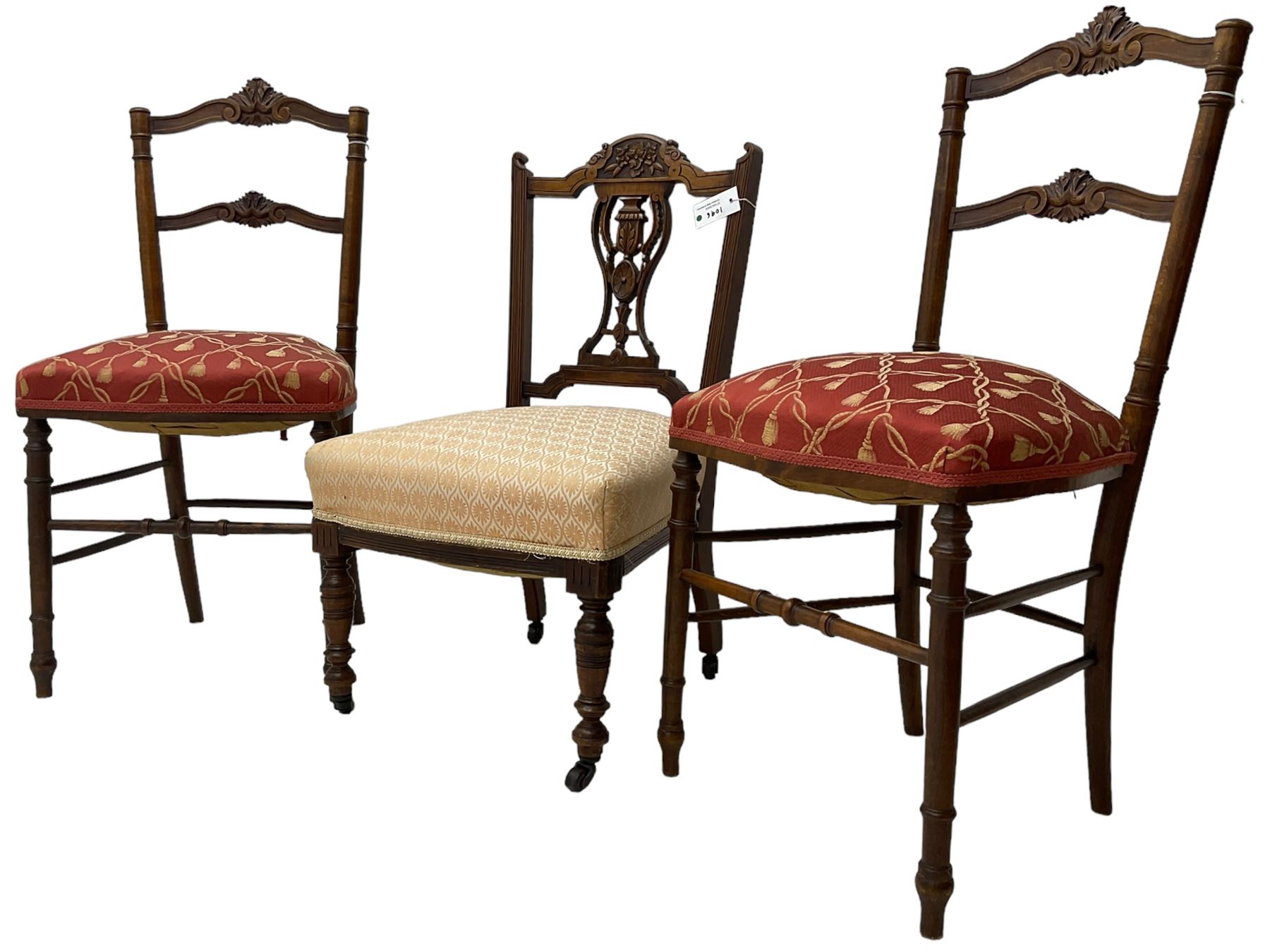 Pair of late 19th century walnut bedroom chairs - Image 3 of 4