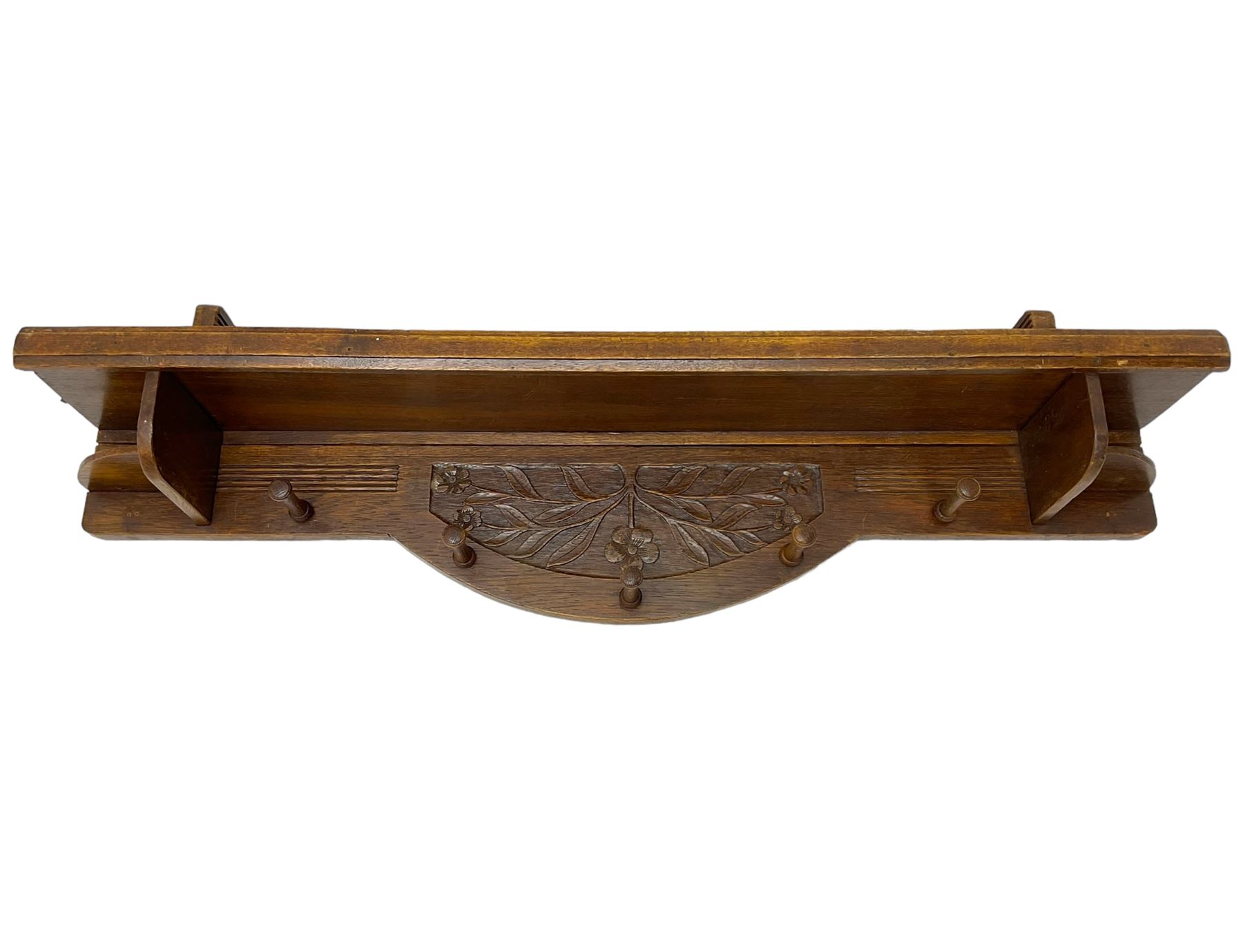 20th century oak wall hanging coat rack